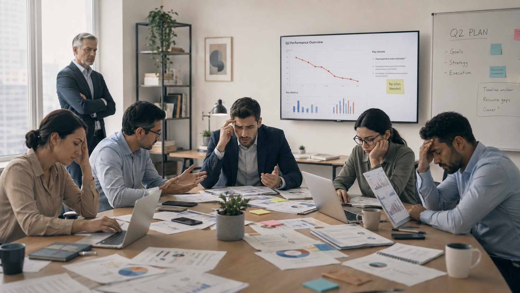 Equipe de uma pequena empresa em reunião